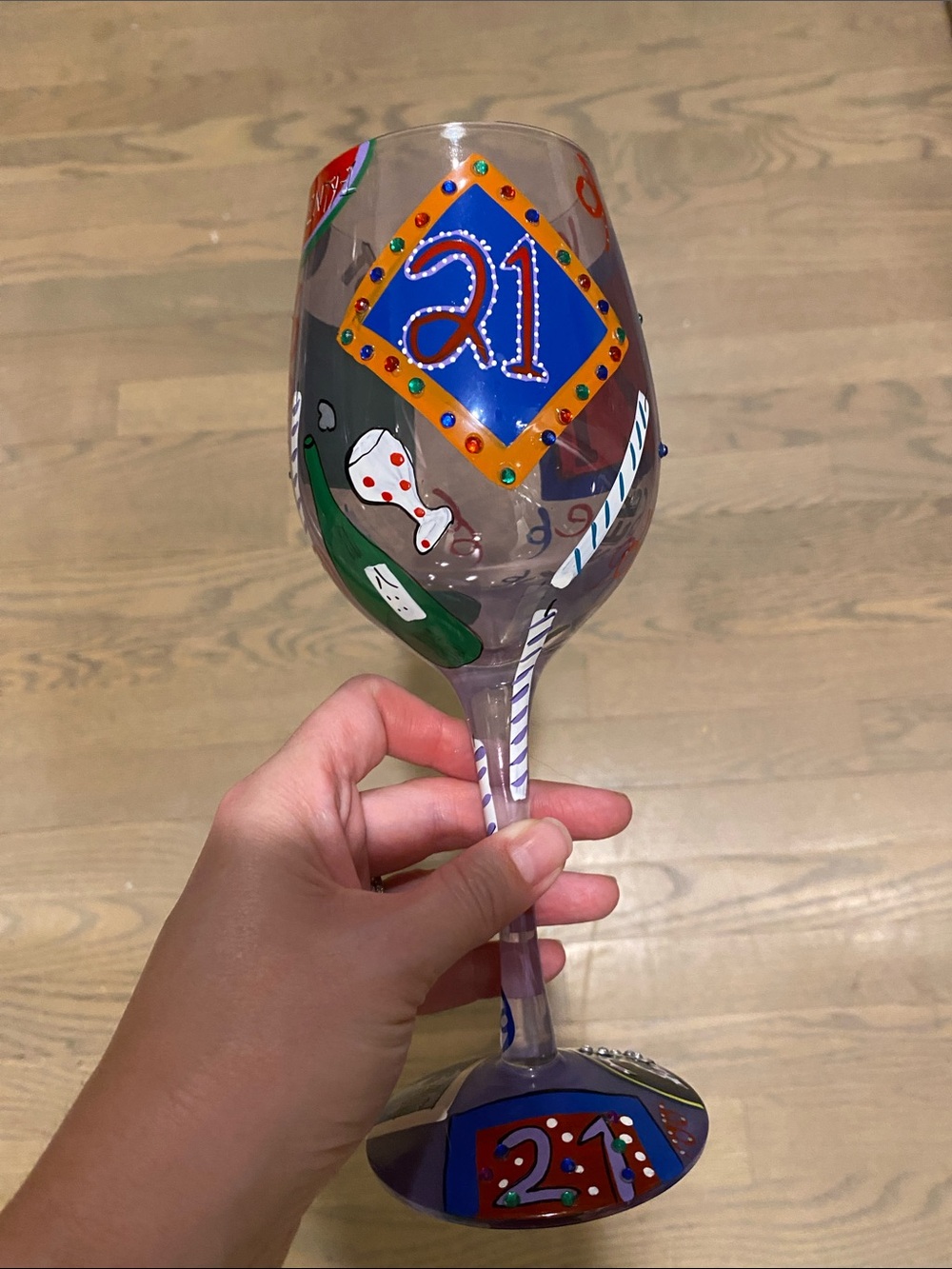 Lolita Hand-Painted 21 Celebration Wine Glass